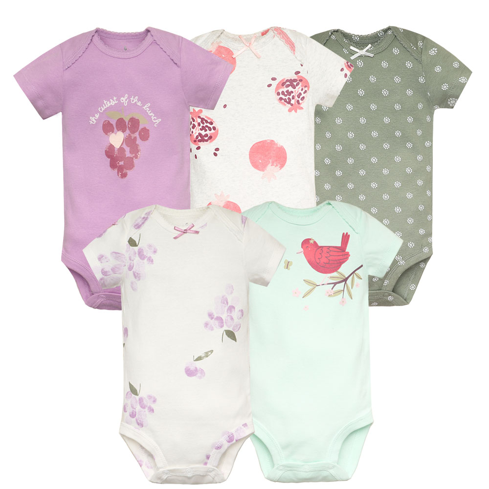 Baby Clothing Dividers - 5 ピース/ロットベビーボディスーツファッションガール服綿新生児男の子服幼児ボディベビージャンプスーツ漫画 Ropa ベベ