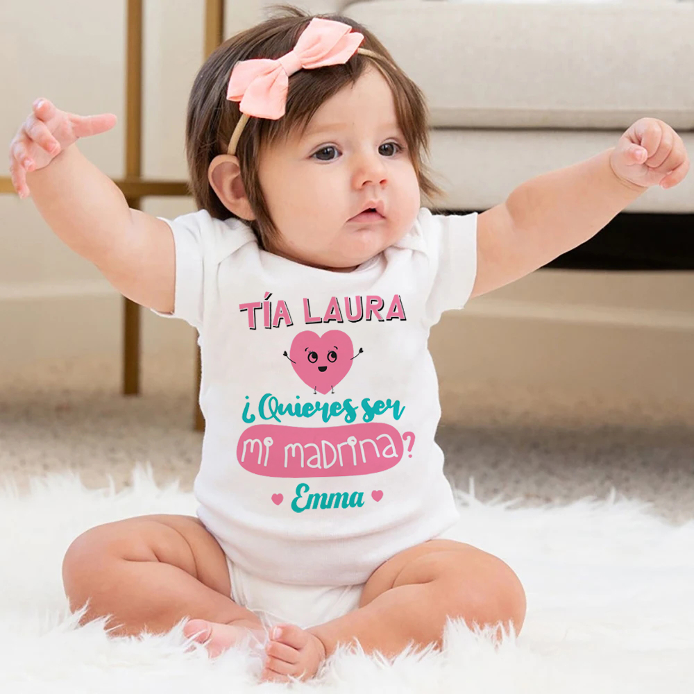 Baby Clothing Name - おばさん、私のゴッドマザーになりたいですかプリントベビーボディスーツカスタム名幼児リクエストゴッドマザージャンプスーツパーソナライズされたベビーロンパース