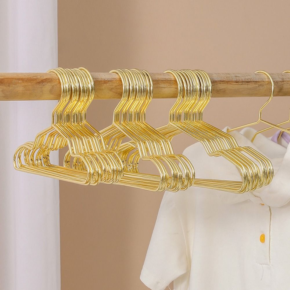 Baby Clothing Drying Rack - 10 個新 15/20/25 センチメートル衣類ハンガー小さなゴールデン溝ワードローブハンガー省スペース金属乾燥ラックベビー服