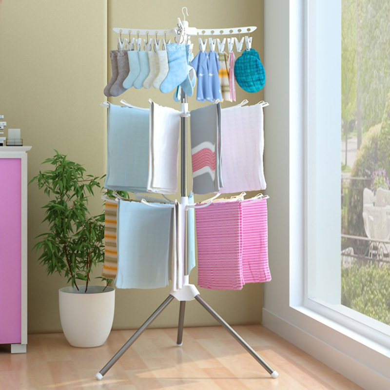 Baby Clothing Drying Rack - クリップ付きポータブルベビー服乾燥ラック、折りたたみ式三脚洗濯ハンガー（子供部屋・浴室用）