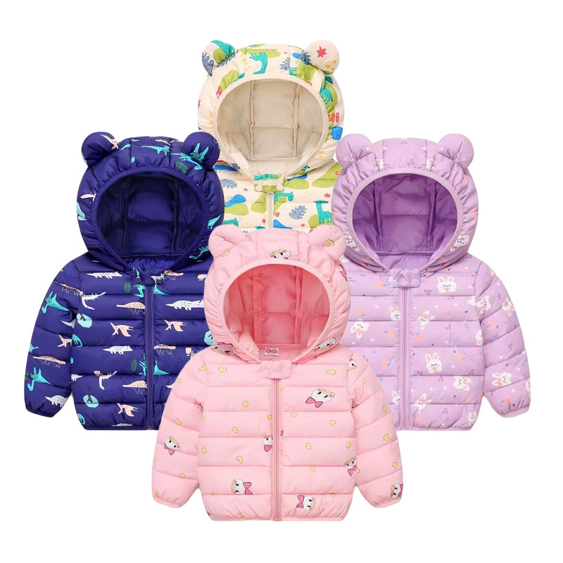 Baby Clothing Dividers - 子供の綿のコート赤ちゃん漫画ダウンジャケット男の子フード付き Colthing 女の子暖かい冬服幼児子供上着 0-5Y