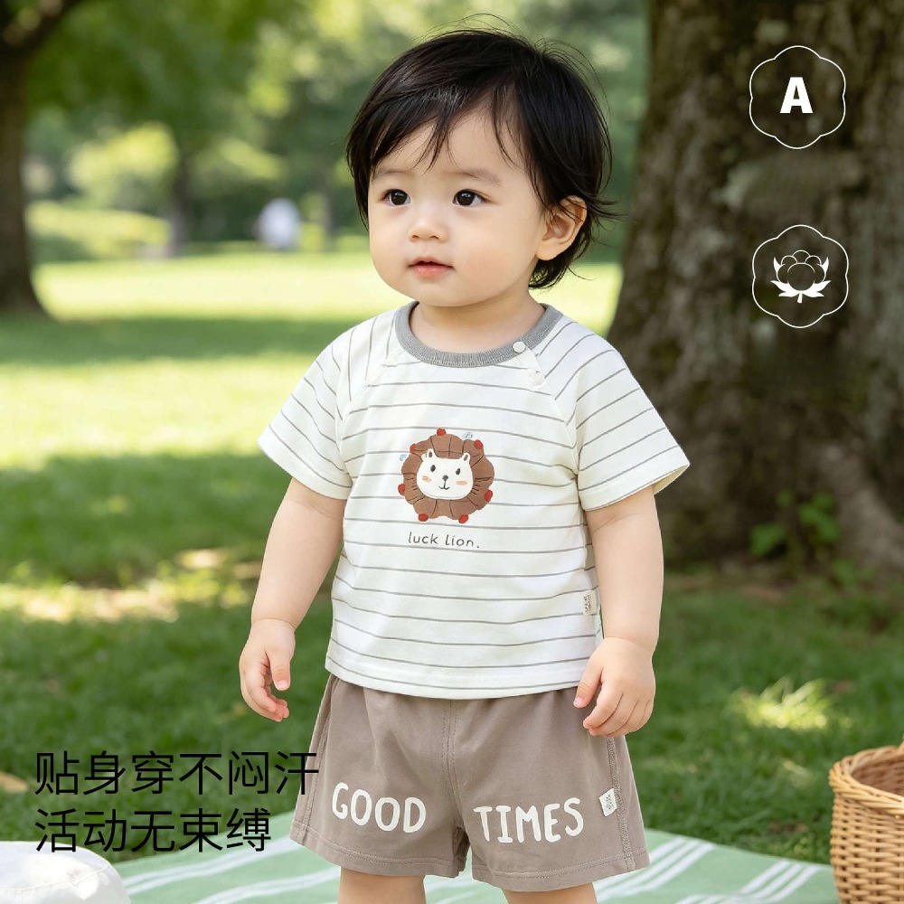 0-3歳の赤ちゃん用夏用半袖ショートパンツ2点セット、純綿製 - Baby Clothing Made In Usa のレビューと価格