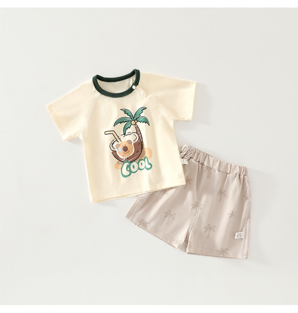 0-3歳の赤ちゃん用夏用半袖ショートパンツ2点セット、純綿製 - Baby Clothing Made In Usa のレビューと価格