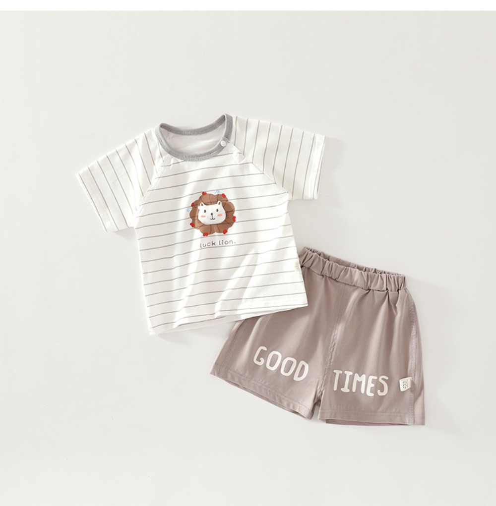 0-3歳の赤ちゃん用夏用半袖ショートパンツ2点セット、純綿製 - Baby Clothing Made In Usa のレビューと価格