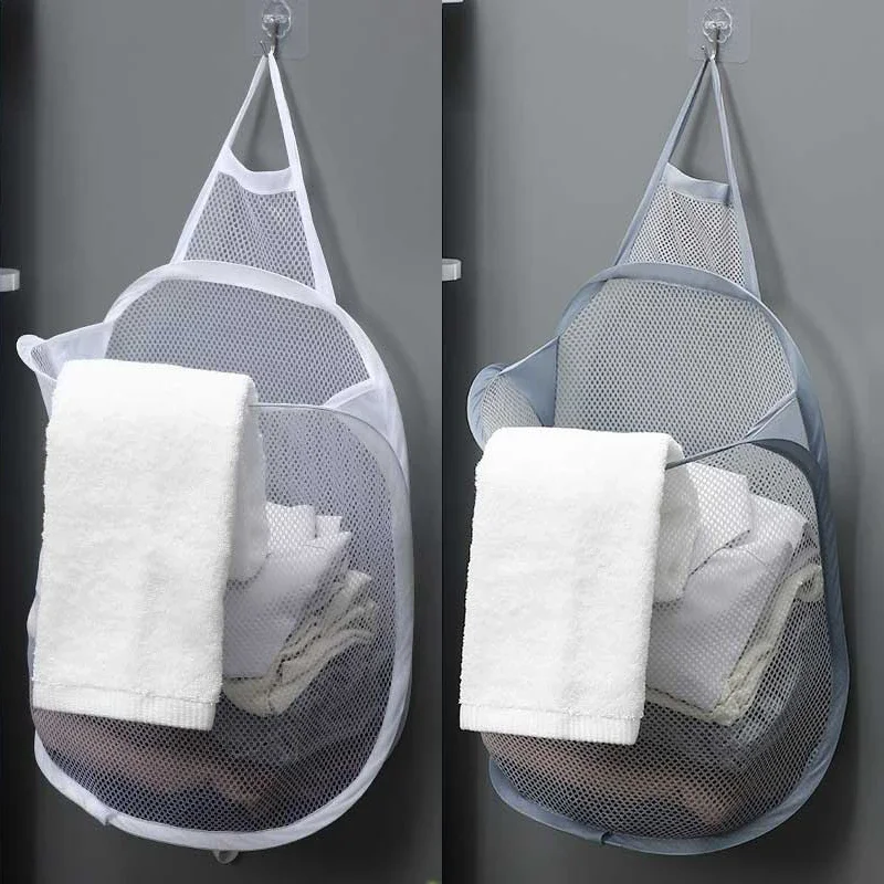 ぶら下げランドリーバスケット折りたたみメッシュ収納袋壁汚れた - Baby Clothing Wardrobe のレビューと価格