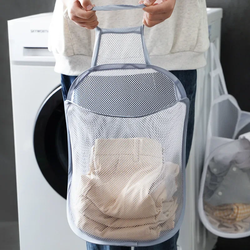 ぶら下げランドリーバスケット折りたたみメッシュ収納袋壁汚れた - Baby Clothing Wardrobe のレビューと価格