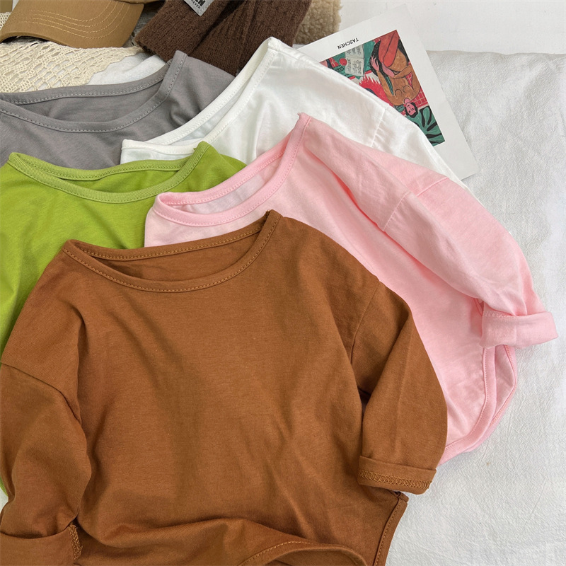 子供長袖 T シャツ純綿製秋の新スタイル女の子ベースシャツベ - Baby Clothing Made In Usa のレビューと価格