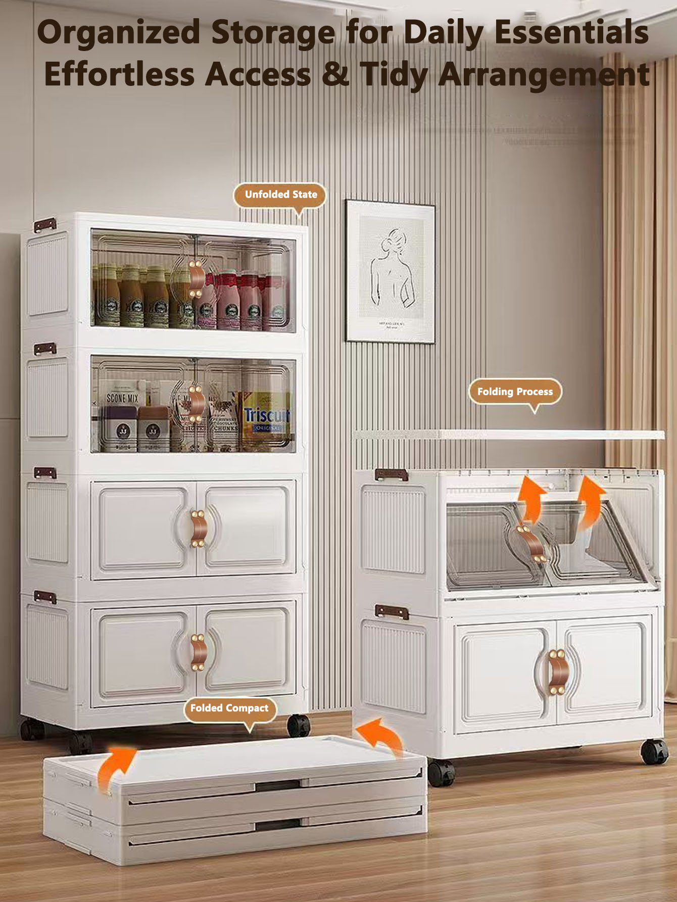 折りたたみ式組立不要収納キャビネット 子供用ワードローブ ベ - Baby Clothing Wardrobe のレビューと価格