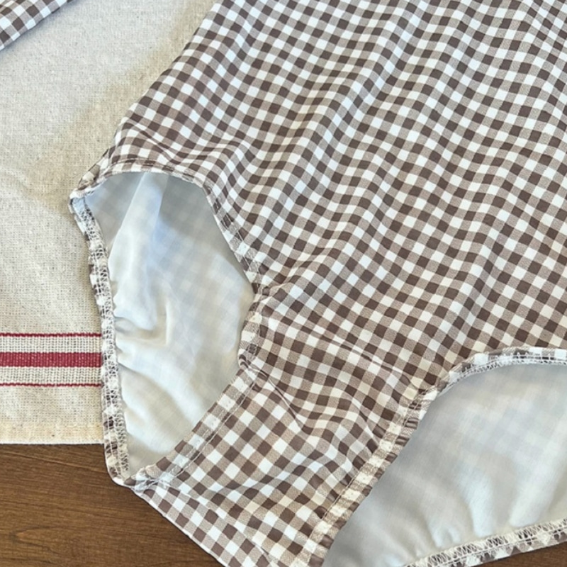 ファッション女の赤ちゃん水着キャップチェック柄子供フリル襟水 - Baby Clothing Hawaii のレビューと価格
