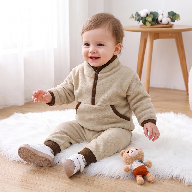 ポーラーフリース生地で作られたベビー服1セット、秋冬の気候に - Baby Clothing Made In Usa のレビューと価格
