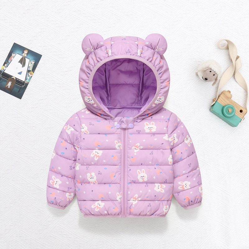 子供の綿のコート赤ちゃん漫画ダウンジャケット男の子フード付き - Baby Clothing Dividers のレビューと価格