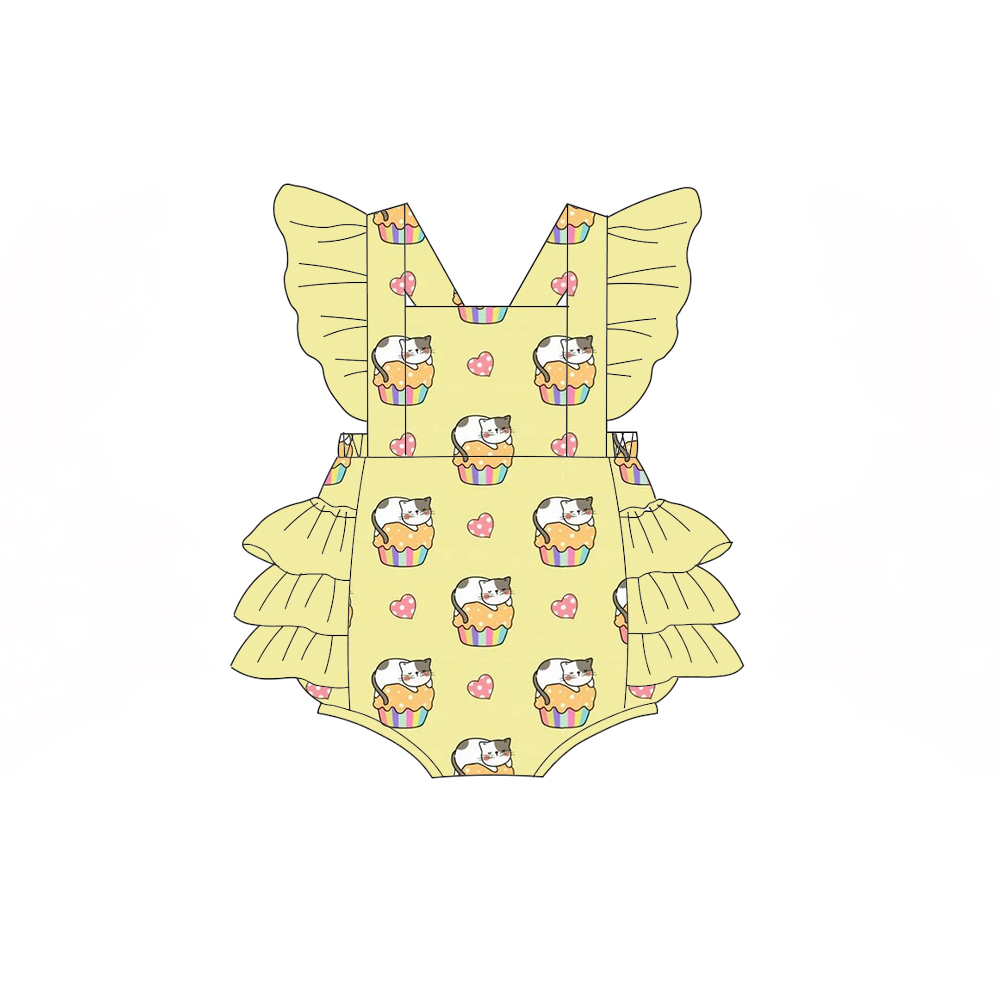 ブティック子供用ボディスーツ、3層フリル付き、フルーツとアニ - Baby Clothing Made In Usa のレビューと価格